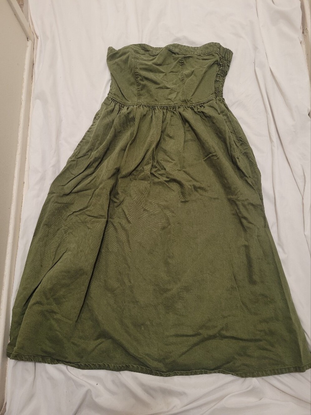 Women’s Olive Green Maxi Skirt with Gathered Waist